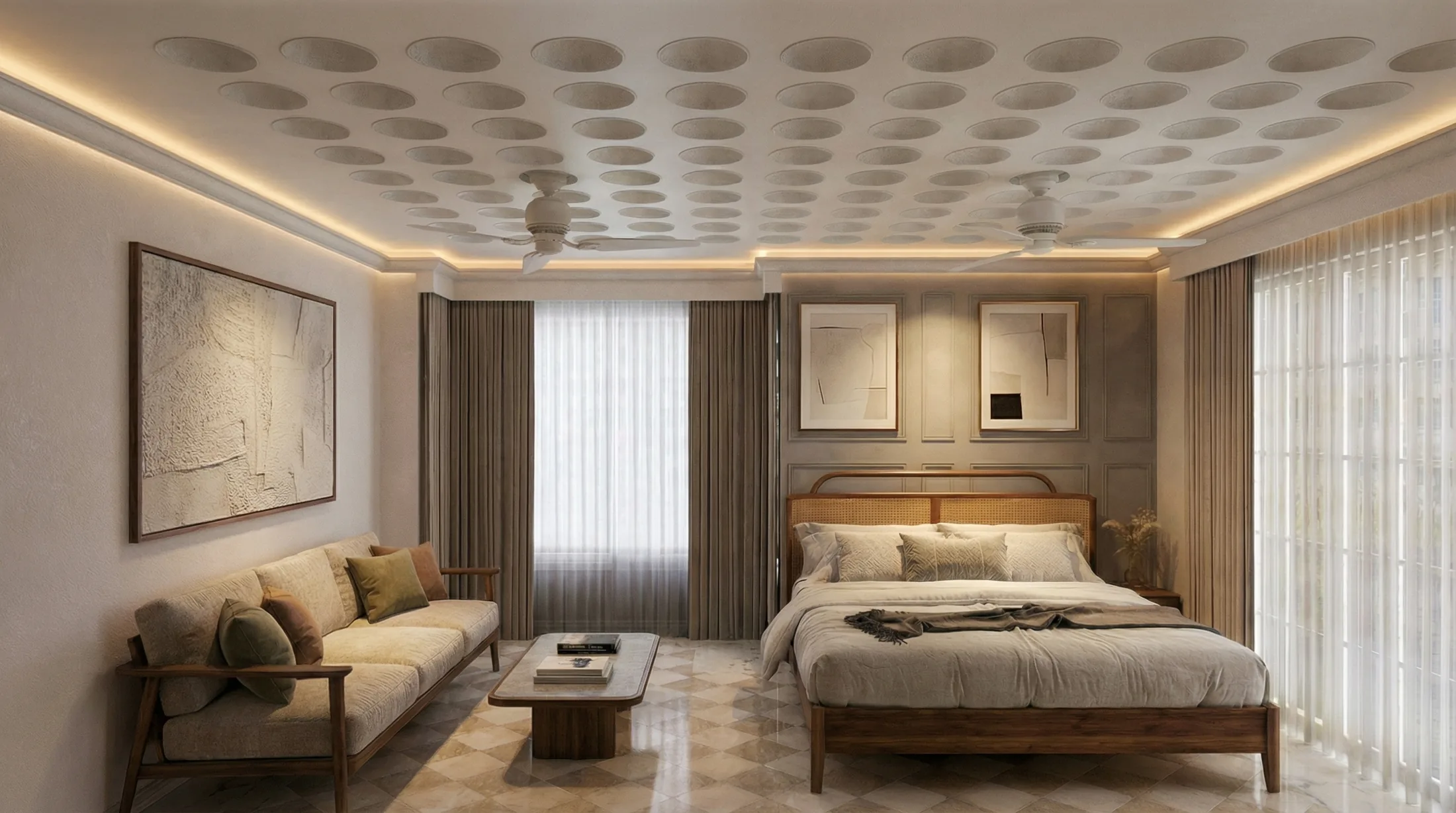 Warm bedroom interior